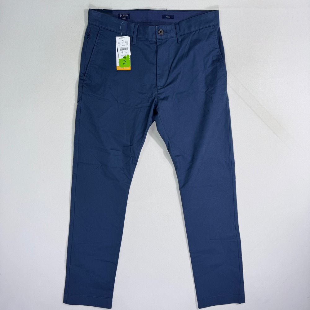 J.Crew Flex Slim Fit Chino Pants 30x30 (31x30) Blue Thermal Comfort Repreve NWT